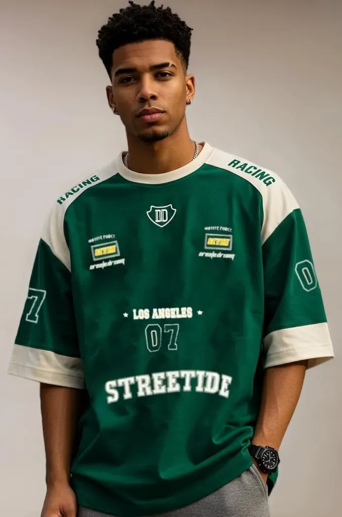 THALASI Men's Graphic Print Oversized Fit T-Shirt (S)